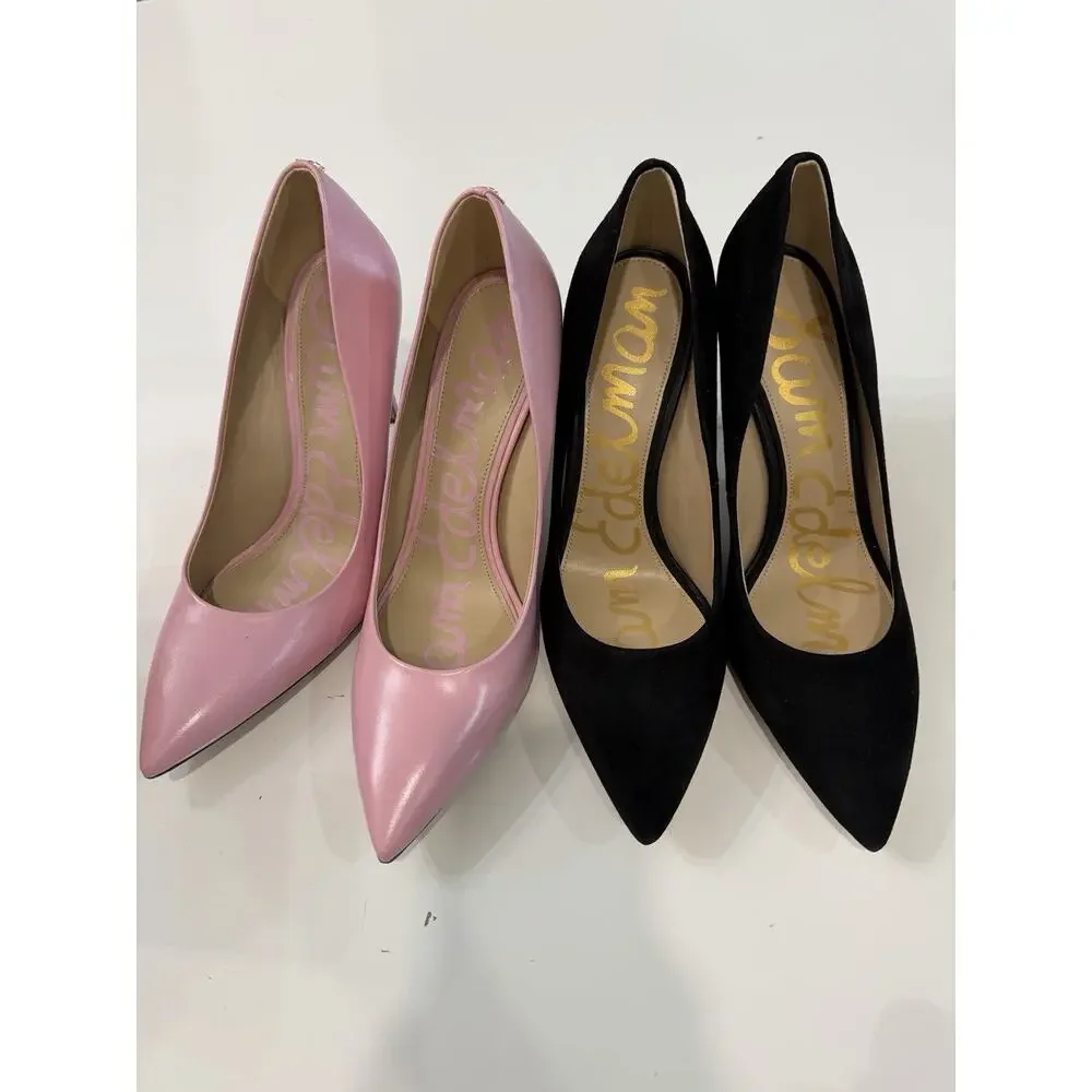 Women's Sam Edelman Hazel Pumps Baltic Black Suede Pink Lot Of 2 Size 11 NWOB